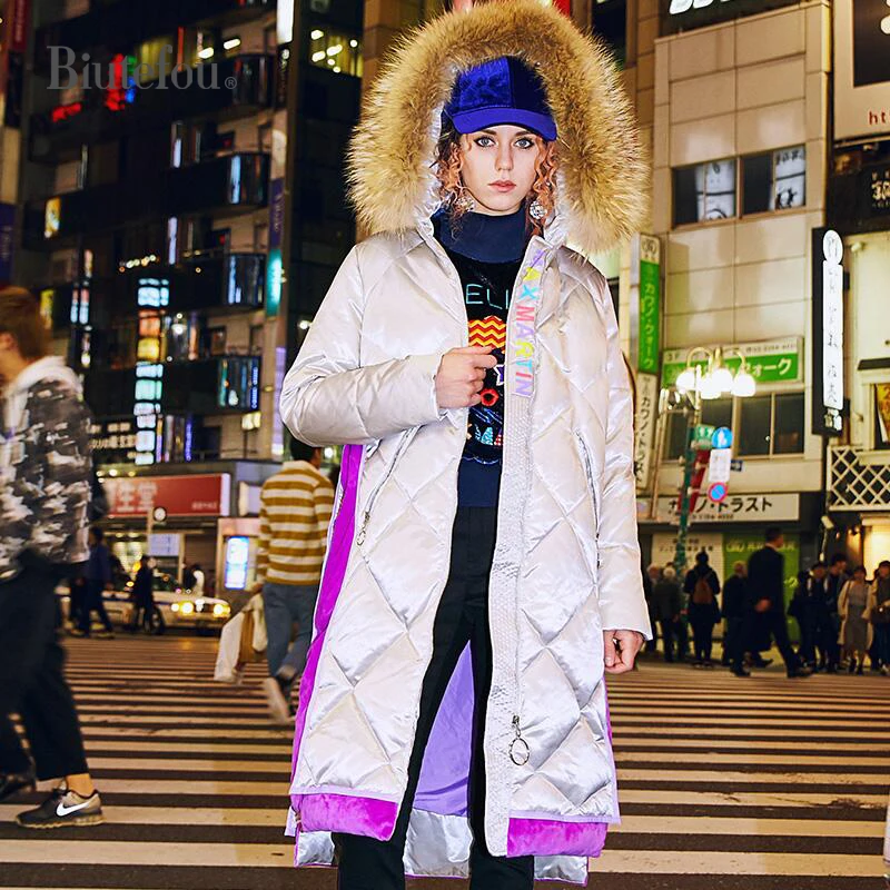 2018 Новое поступление женские зимние толстые пуховые пальто с меховым воротником