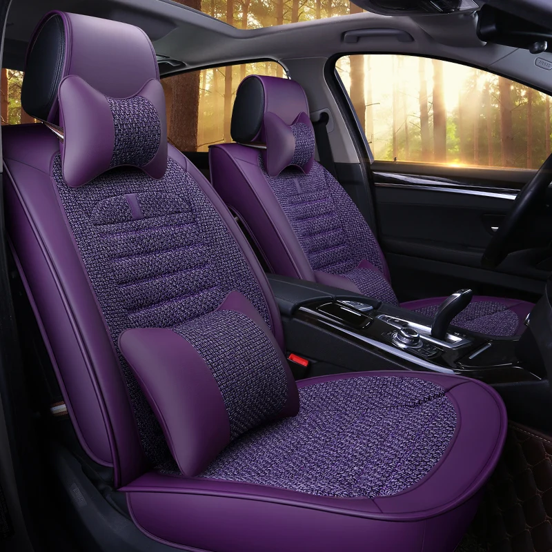 Универсальный искусственная кожа Лен волокна крышка автокресло для volvo s40 s60 s80 v40