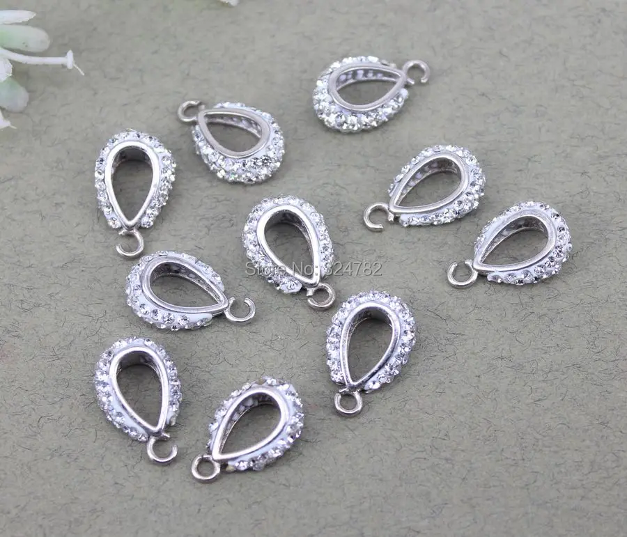 40 шт. прозрачный горный хрусталь Бейл, Кристалл Rhinestone Асфальтовая Кулон поручительств застежками, ювелирных изделий 11 мм x 16 мм