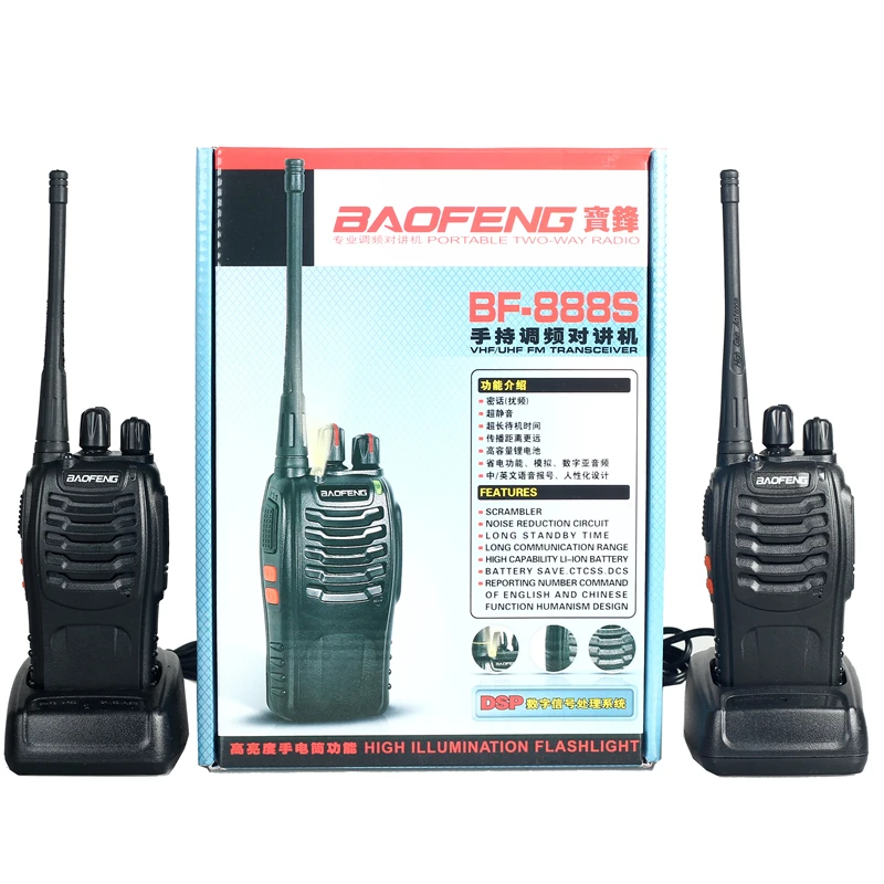 Classical Baofeng BF-888S Professional Walkie Talkie BF 888S 5W Power UHF 400-470MHz Portable Two Way Radio PTT 2PCS + Headset | Мобильные