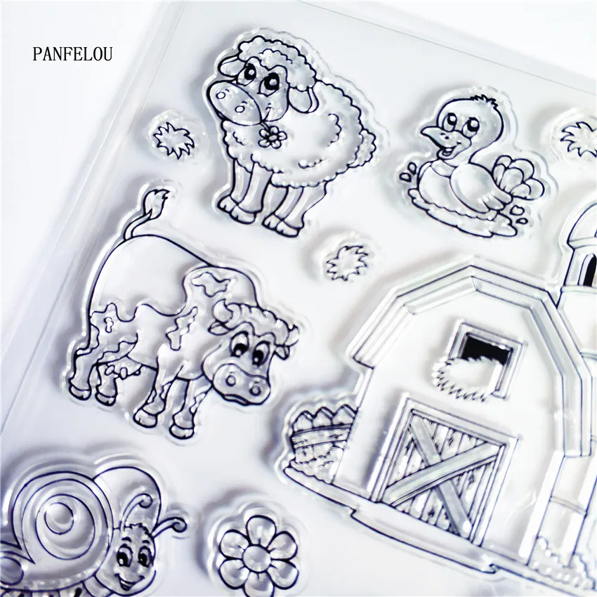 Прозрачные силиконовые резиновые штампы PANFELOU The Farm garden для
