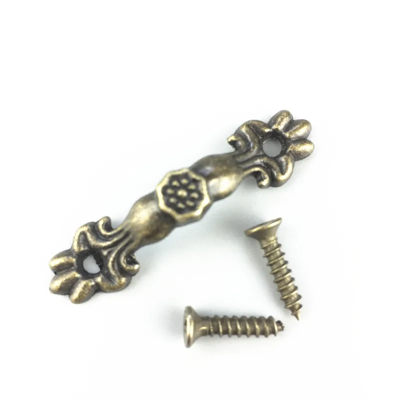 10PCS 43*11mm Antique Handle Drawer Jewelry box Handle Furniture Knobs Cabinet Pulls For Drawer Cabin