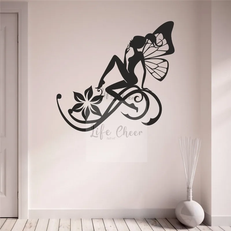 Buttterfly Beauty Girl виниловые наклейки на стену дизайн салона красоты украшение леди с