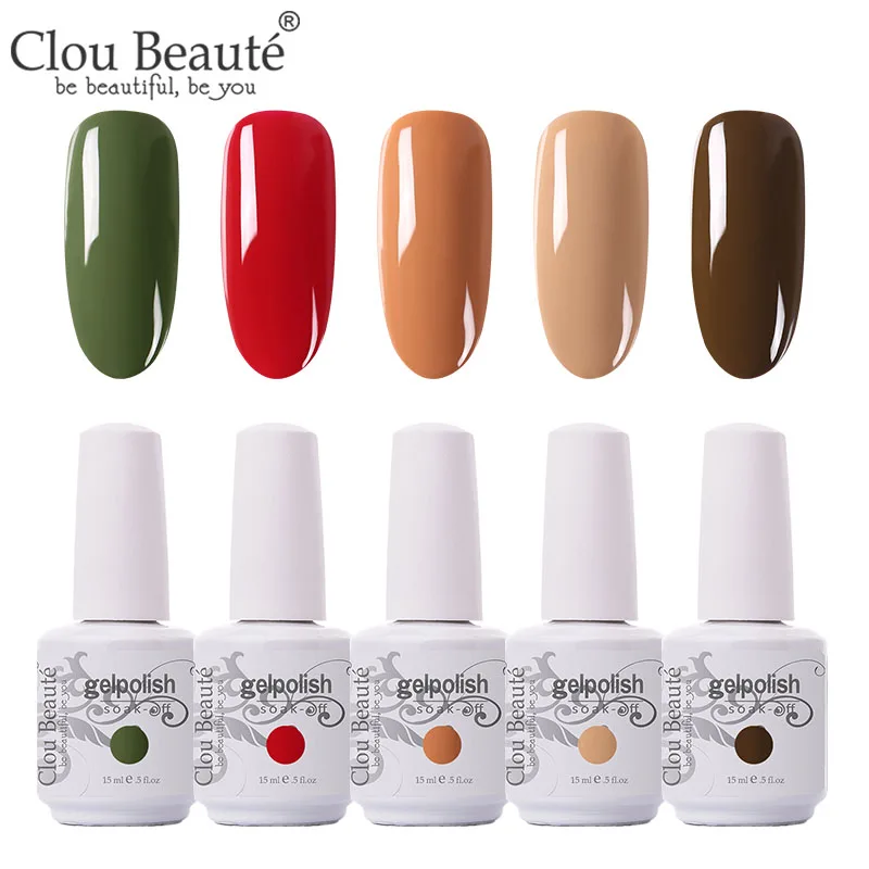 5pcs-15ml-ZH23 Clou Beaute УФ гель лак для ногтей гель для ногтей Маникюр УФ светодиодный цветной гель Лак Блеск Гель лак для ногтей набор маникюрный гель лак - Цвет: 5pcs-15ml-ZH23