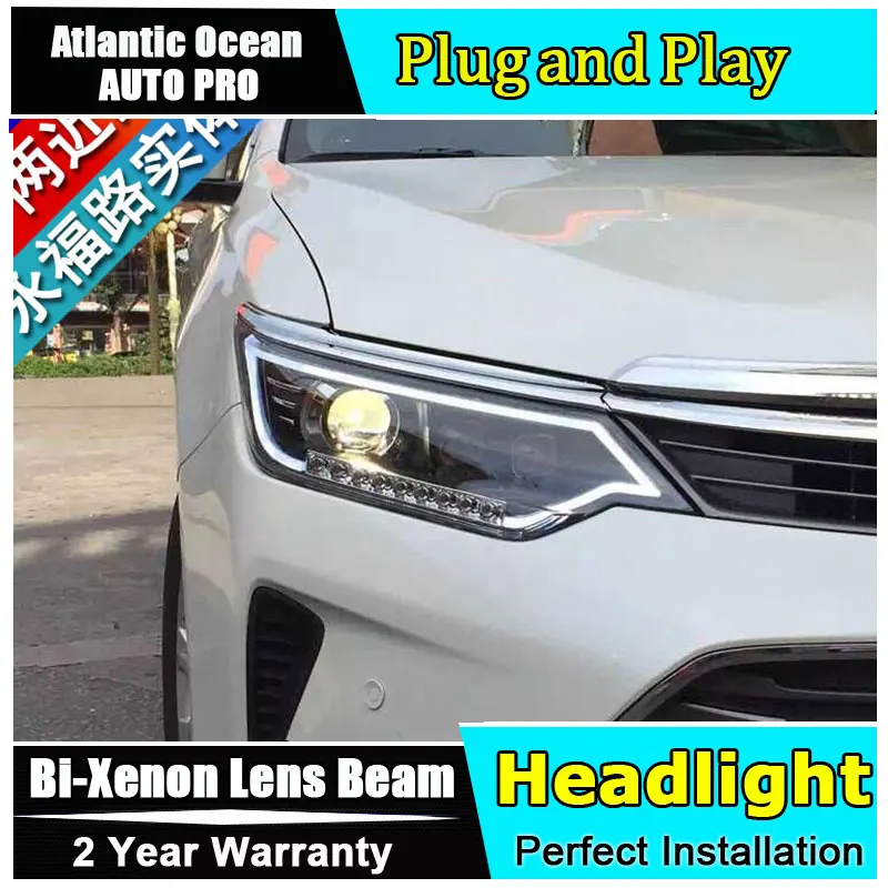 

For Toyota camry headlights car styling 2015-2017 camry LED DRL xenon Bi-xenon Double lens parking H7 led xenon headlamps
