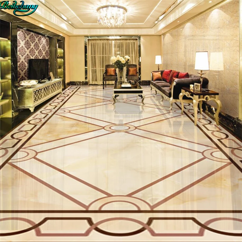 

beibehang Large custom high - definition high imitation marble water knife parquet 3D floor tiles decorative painting