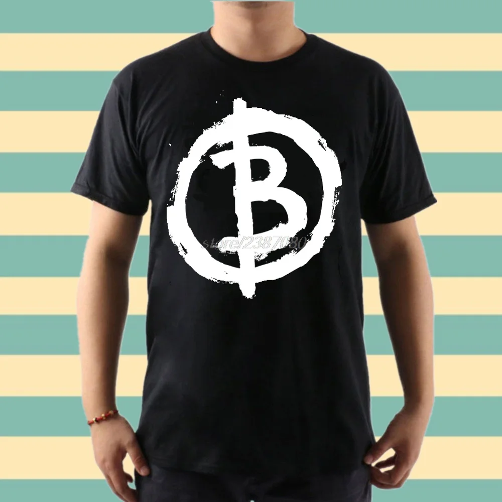 Футболка с принтом компании Для мужчин Классические Bitcoin анархист Сумасшедший