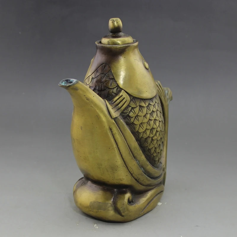

Copper Wares Handicraft brass fish wine pot and teapot ornaments