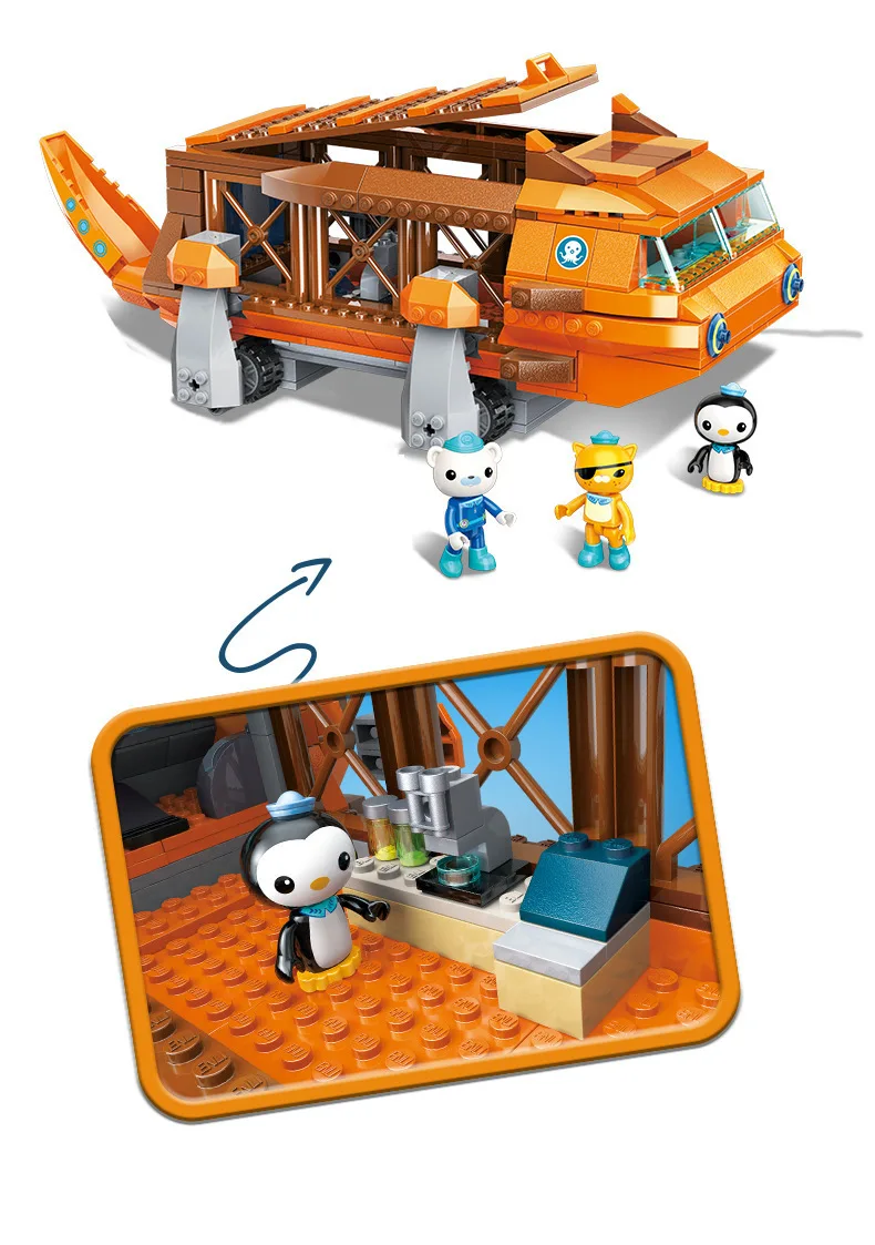 Светящиеся фигурки Octonauts модель из мультфильма строительные блоки игрушки песо