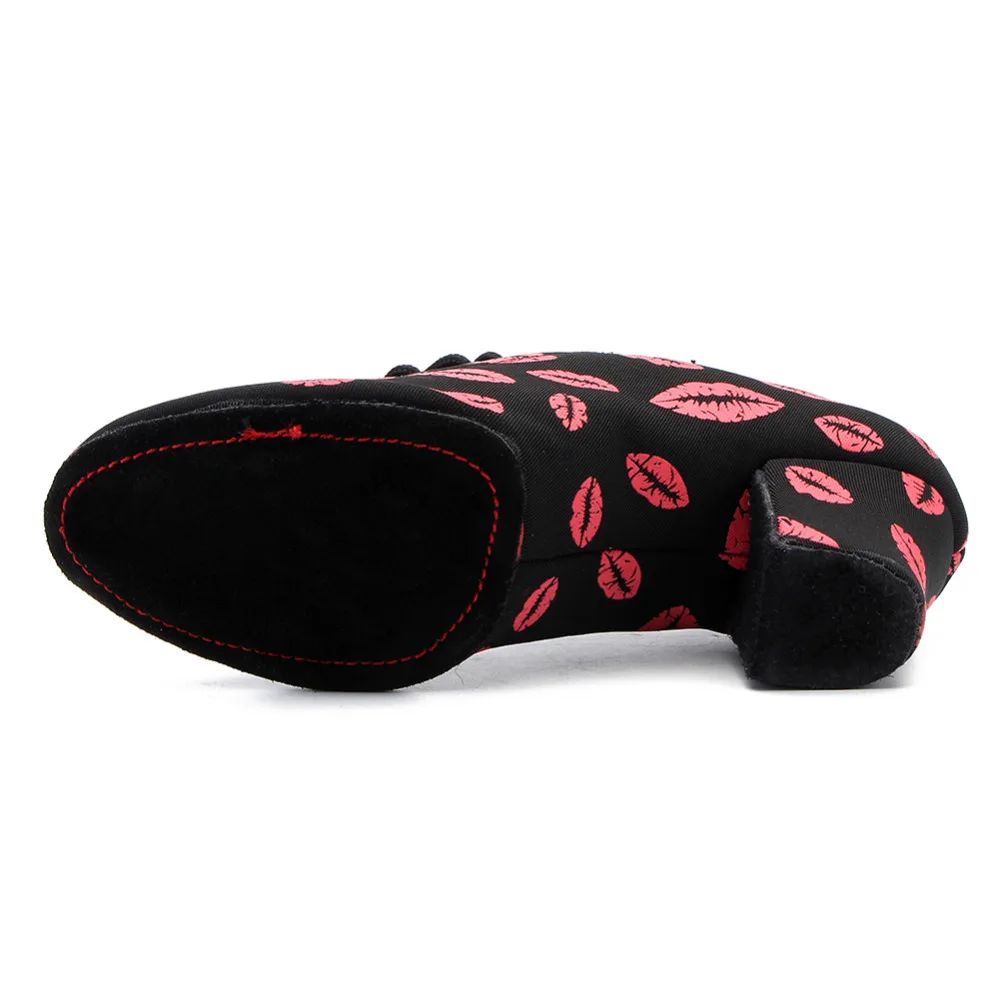 Brand Latin Dance Shoes Modern Women Ballroom Tango Girls Ladies Sneaker Fashion Couple Red Lips Dance Shoes 3CM And 5CM Heel
