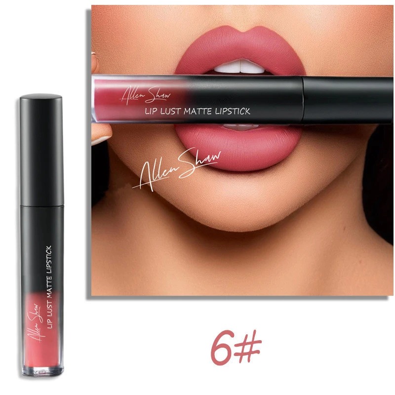 06 Макияж для губ, губная помада, Матовая жидкая длительный Make Up сексуальный отделкой в виде красных губ матовый Водонепроницаемый, Длительное Действие, Коврики 12-Цвет женские Помады для губ - Цвет: 06