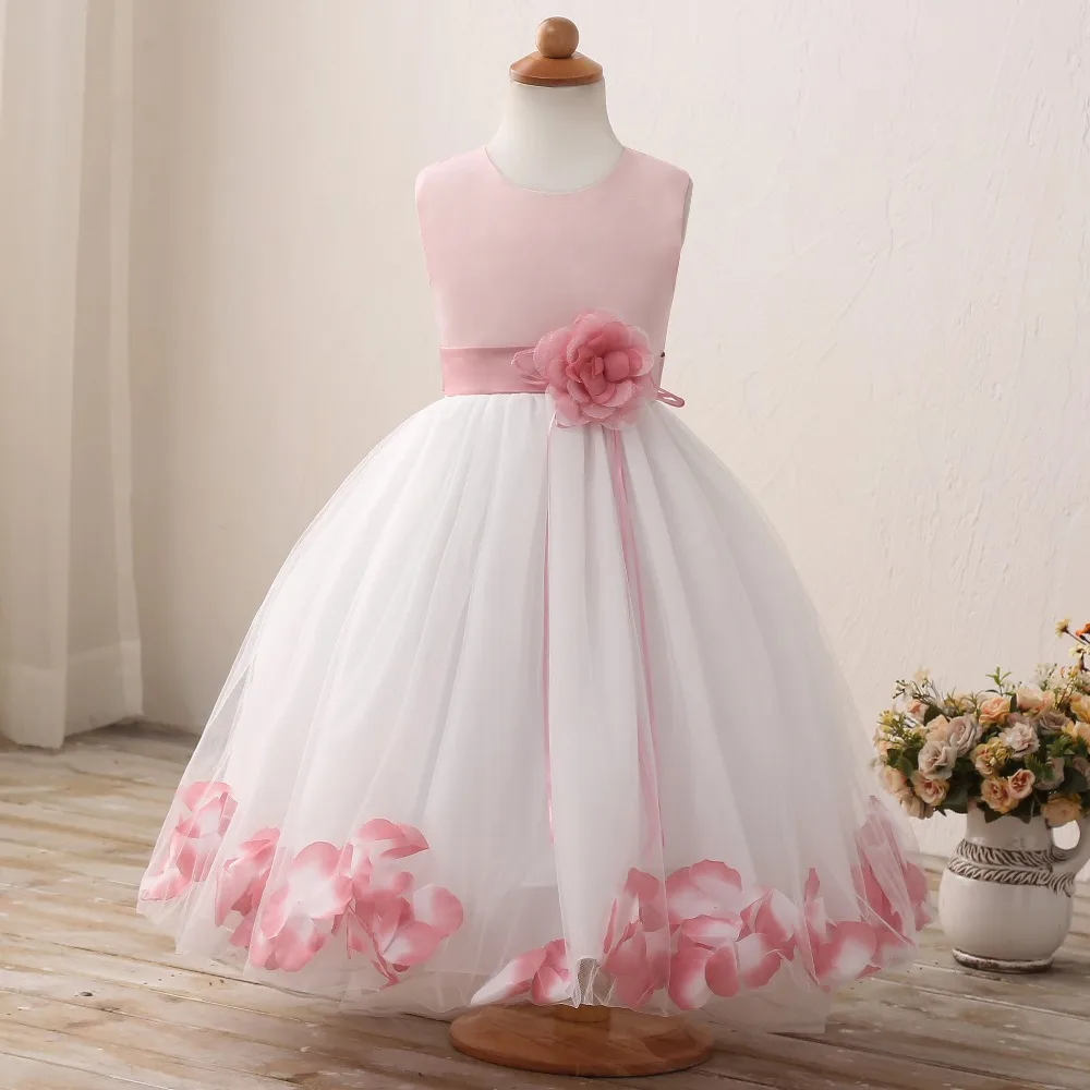 Flower Girl Children's Clothing Petal Hem Party Tulle Dress Summer Kids Costumes Princess Dresses for Toddler Girls Clothes | Детская