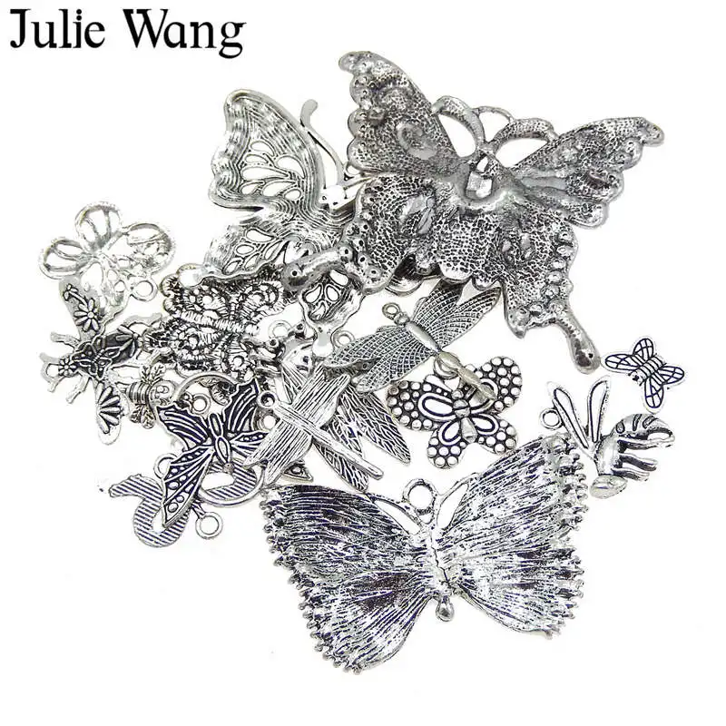 10 шт. подвески Julie Wang в виде бабочки стрекозы случайный смешанный сплав насекомое