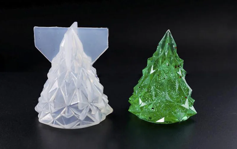 Форма рождественской елки, кристальная эпоксидная форма, 3D гипсовая силиконовая форма для украшения автомобиля, квадратная форма для свечей из смолы
