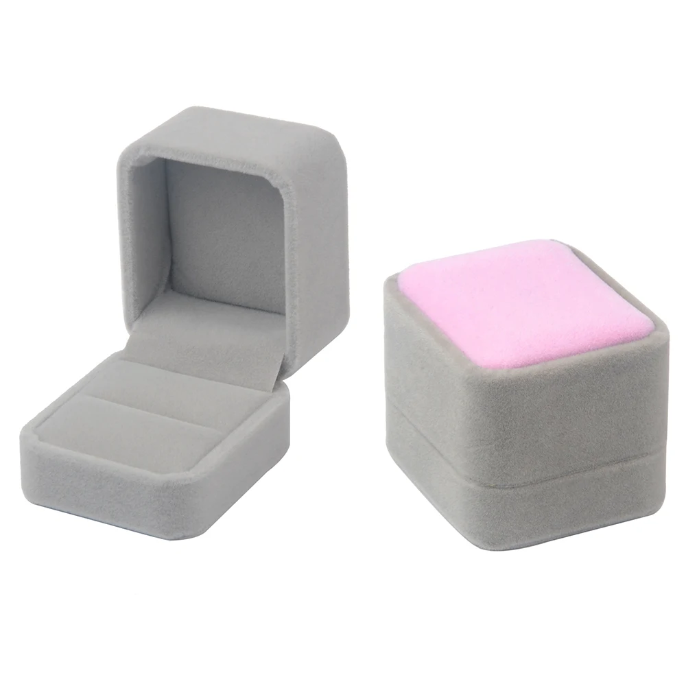 light Pink and grey Chanfar Мода 2 шт бархатная коробка для колец и серег красный синий коричневый серый коробка для свадебного подарка для обручальные ювелирные изделия Чехол Горячая - Цвет: light Pink and grey