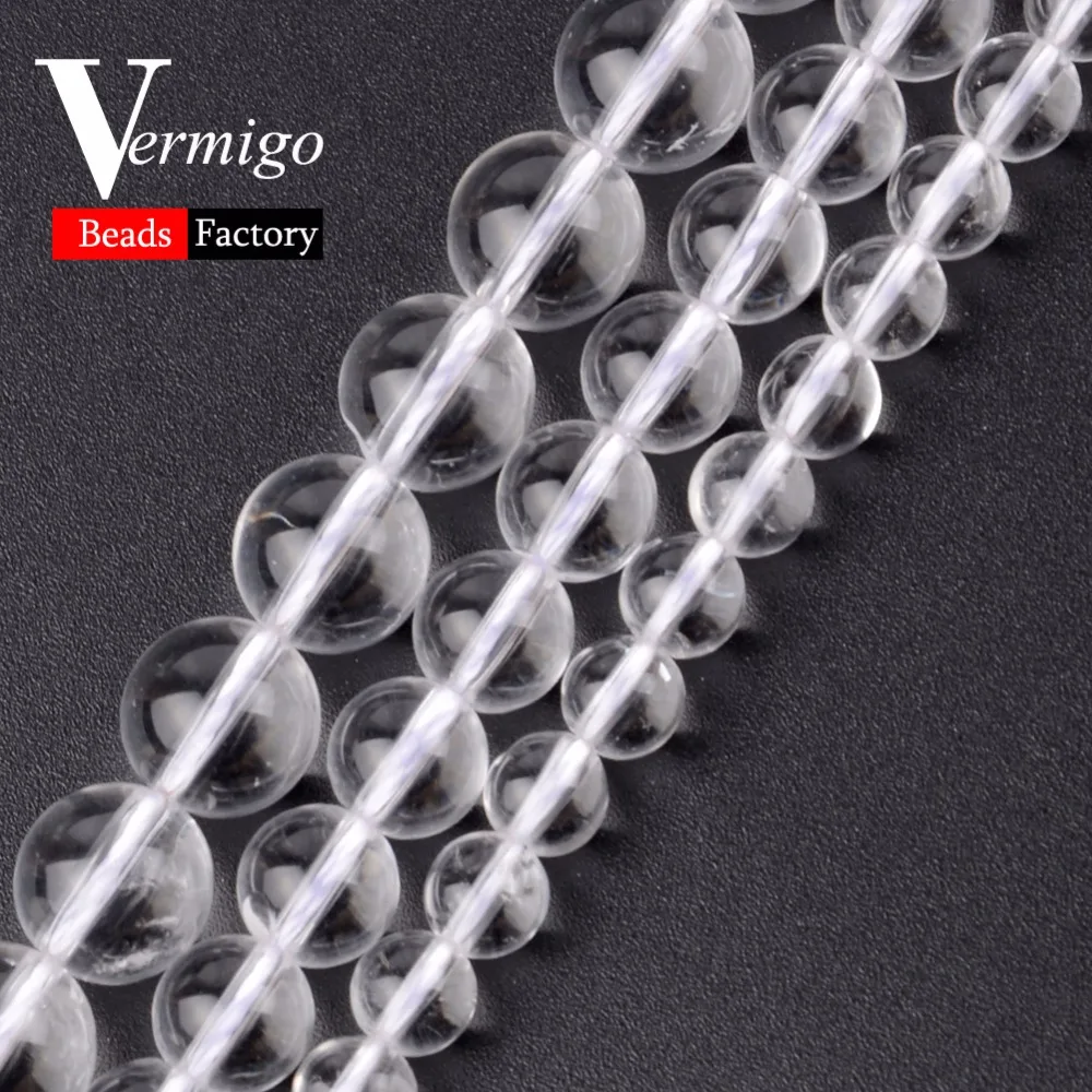 

AAA Smooth Clear Quartz Crystal Beads Natural Stone Round Loose Beads For Needlework Jewelry Making 4 6 8 10mm Diy Bracelet 15"