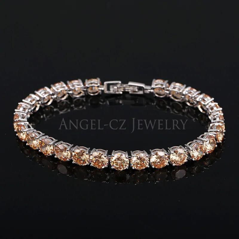ANGELCZ классические круглые 0 5 карат CZ Diamante Серебряный цвет свадебные теннисные