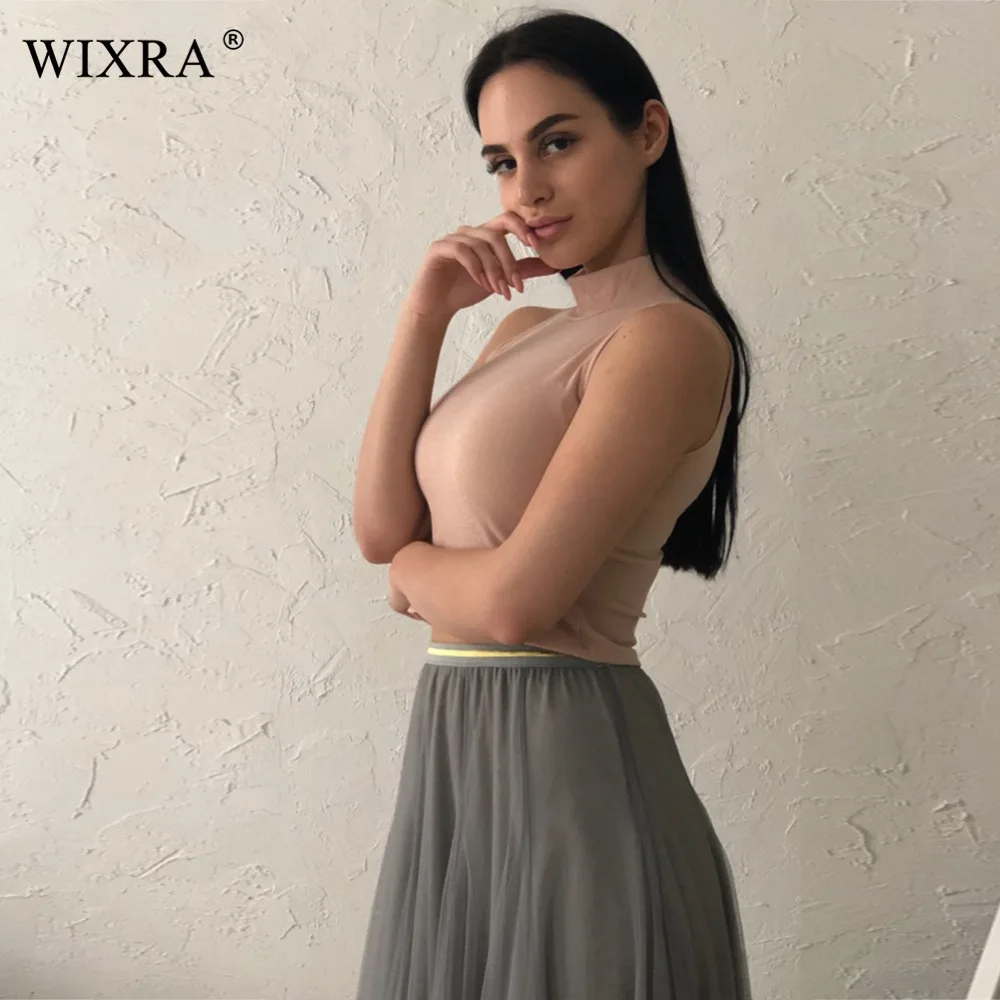 Базовая короткая майка Wixra Новинка лета 2018 однотонная женская из хлопка женский