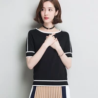 hspl summer women pullover white tops short sleeve casual new arrival 2019 korea lady pull femme hiver black knitwear
