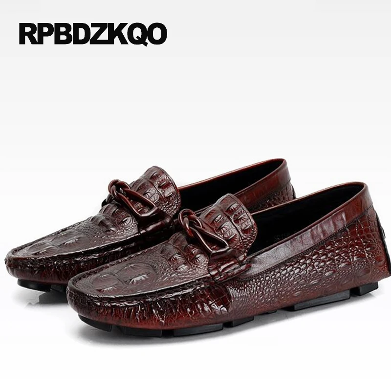 Men Casual Shoes Hot Sale Burgundy Black Alligator Loafers Cow Leather Slip On Real Crocodile 2017 Fashion Genuine Moccasins | Обувь