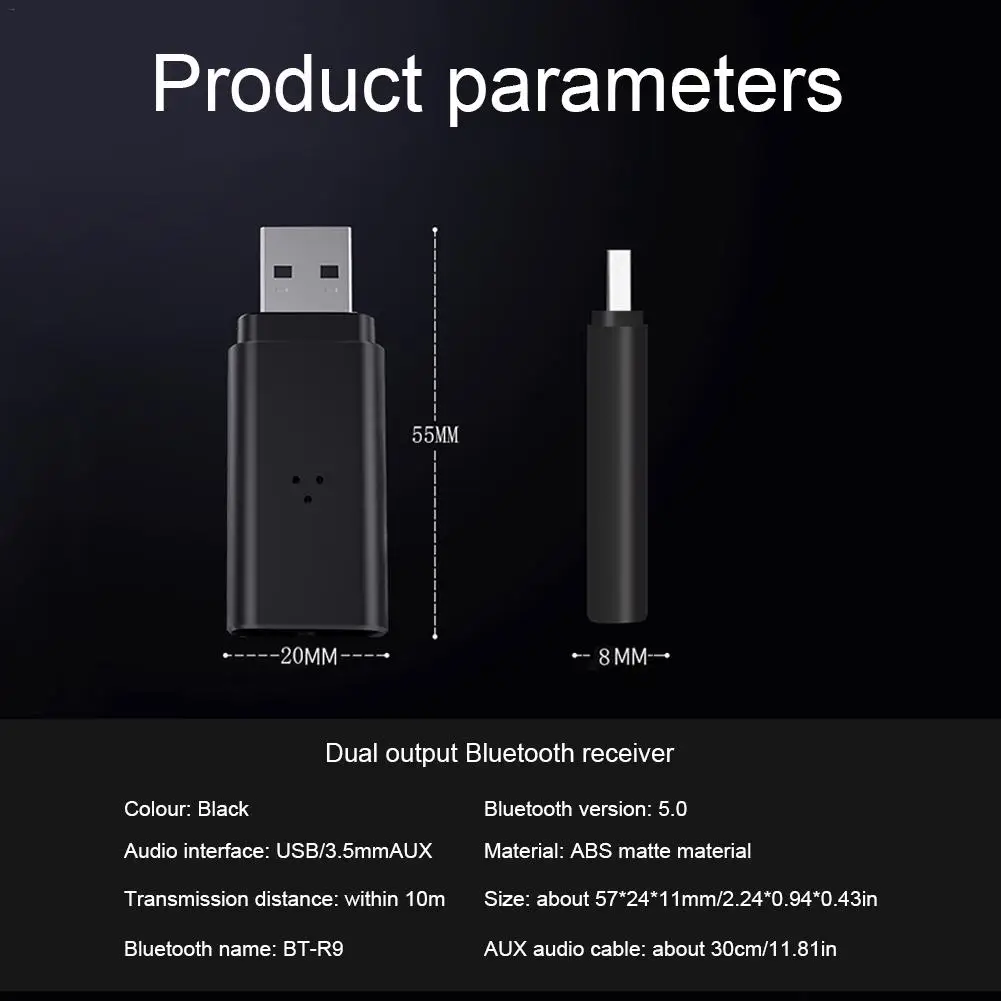 Bluetooth 5 0 аудио приемник 3 мм USB Двойной выход беспроводной музыкальный адаптер