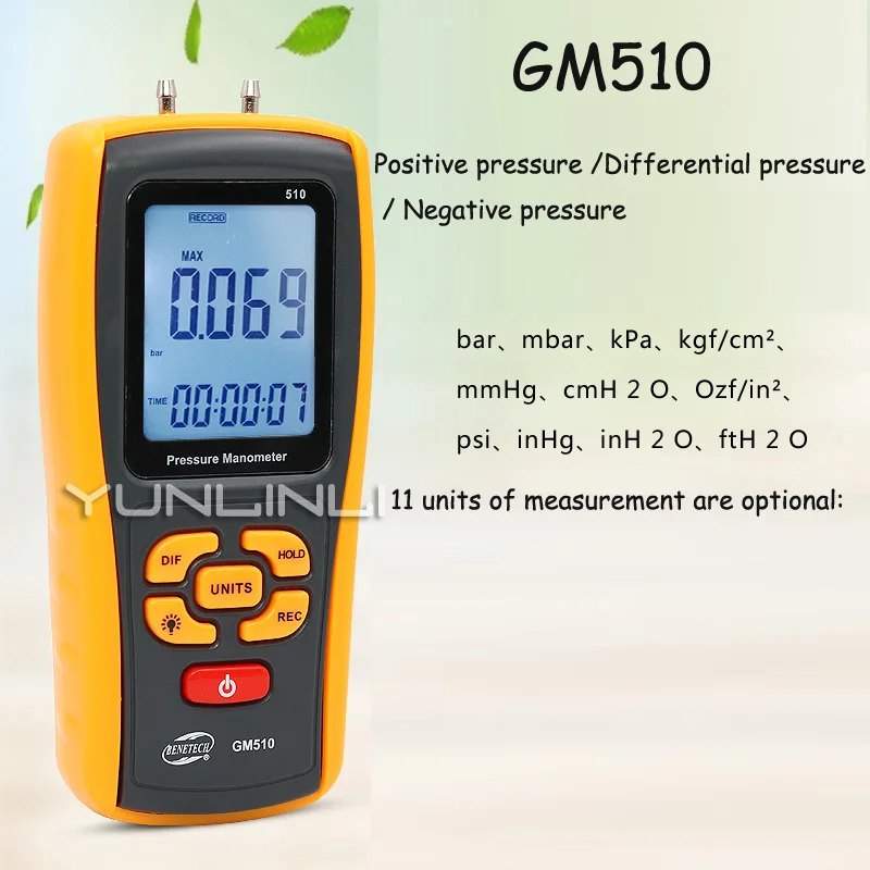 Portable Digital LCD display Pressure manometer Max 50KPa differential pressure gauge | Инструменты