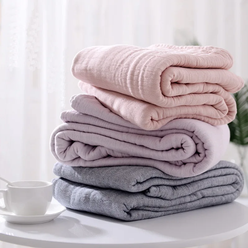 

LYN&GY Muslin Blanket Sofa Travel Breathable Japanese Korean Style Solid Large Soft Throw Quilt Cover Para Blanket