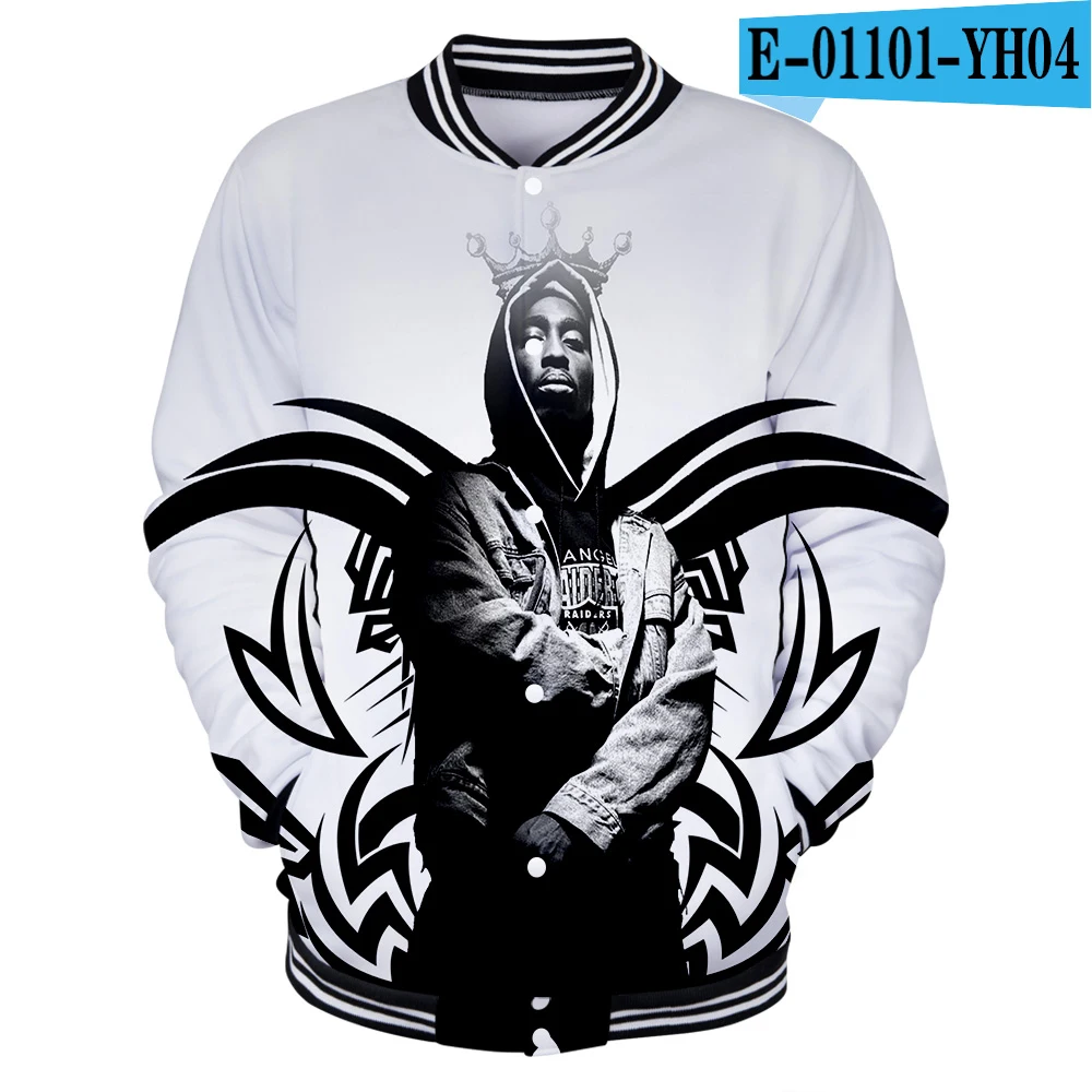 one 2Pac крутая мужская бейсбольная куртка Весенняя мода тонкий 3D принт с длинным рукавом Бомбер куртка Jaquetas мужские брендовые университетские куртки - Цвет: one