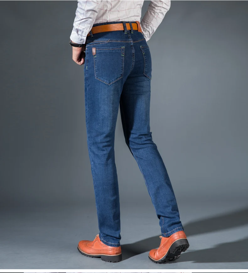 Мужские классические джинсы, брендовые, большие размеры, прямые, Homme Jean, тонкий, состаренный дизайн, байкерские штаны, подходят по дешевой цене, синие, обычные, Размеры 35, 40, 42