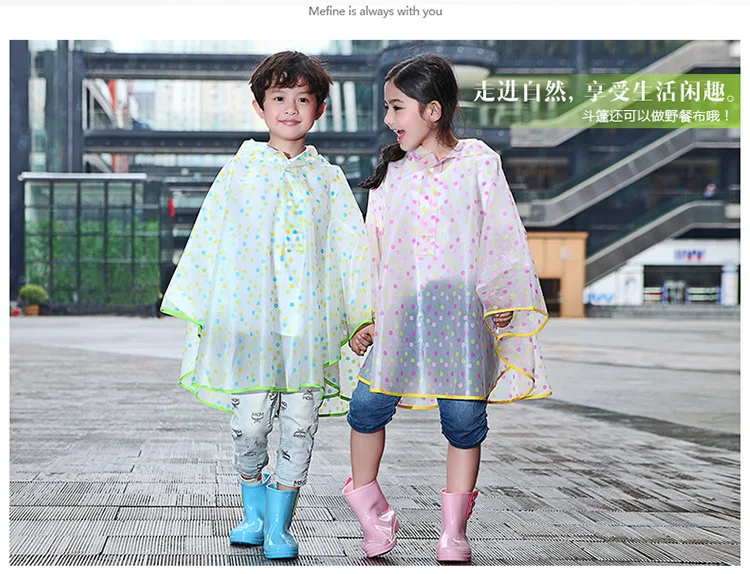 Polka Dot Kids Raincoat Waterproof Children's Rainwear Wind Resistant Rain Poncho For Children Cartoon Kid regenkleding|ponchos for children|rain