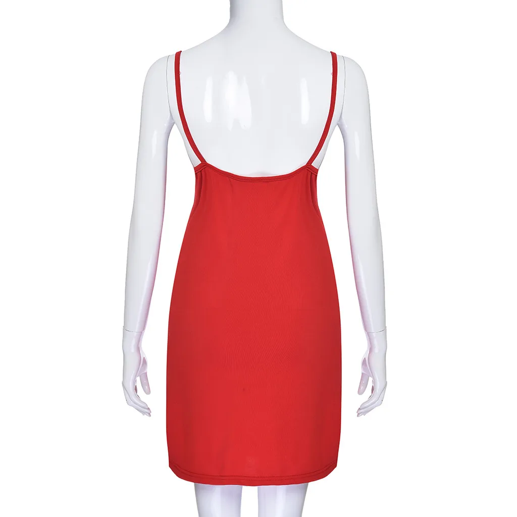 Летнее сексуальное мини платье для женщин с бретельками без рукавов разрезом