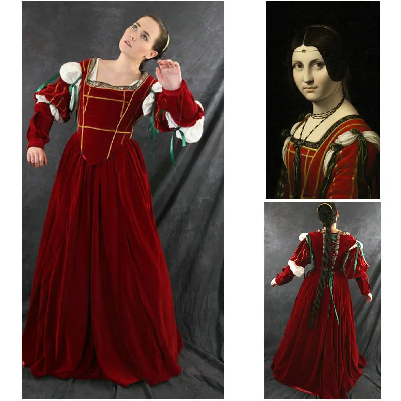 

HOT SALE!Customer-made Red Velvet Vintage Costumes Gothic/Renaissance dress Ball Gown Dress Halloween dresses US 4-16 C-122