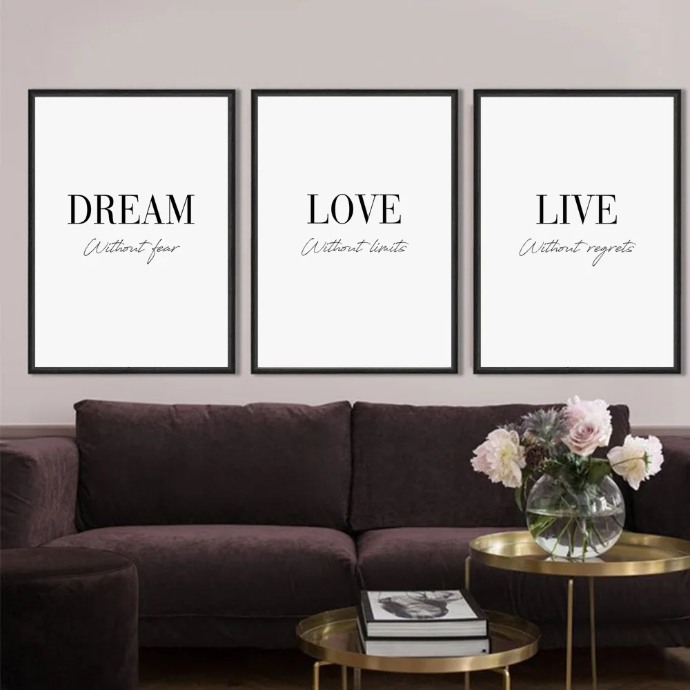 Dream Love Live Quotes минималистичные скандинавские постеры и принты в спальню настенная