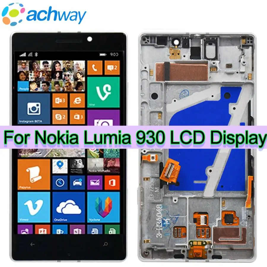 

5.0" For Nokia Lumia 930 LCD Display Touch Screen Digitizer Assembly With Frame Replacement Parts For Lumia 930 LCD Screens