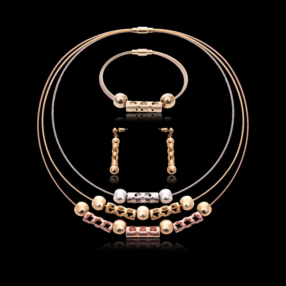 Горячая розовое золото-геометрический комплект ювелирных изделий изысканный Multy