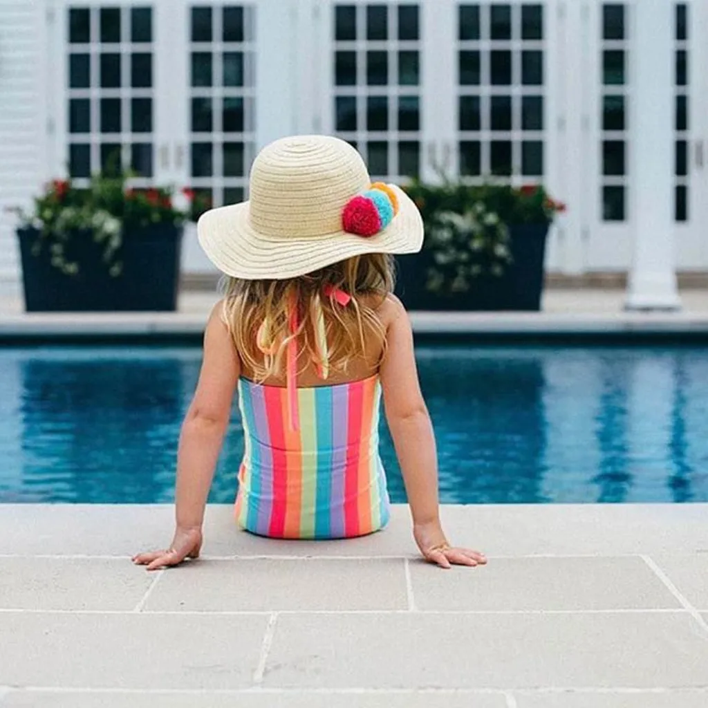 Купальный костюм для девочек Новинка Модный Купальник радужной расцветки в