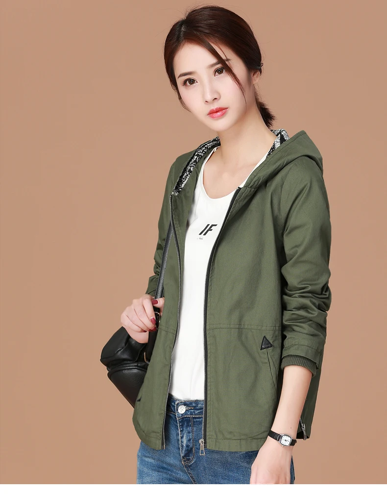 Женская короткая куртка с капюшоном Свободная Повседневная ветровка на молнии в