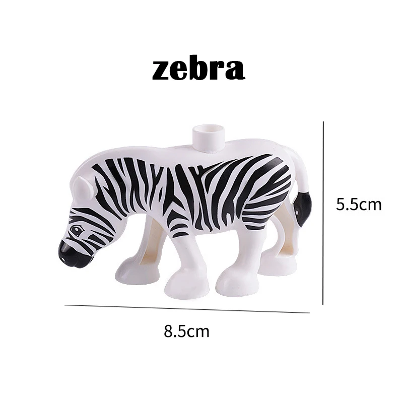zebra Duplos модель Животных Фигурки большие строительные блоки наборы Слон Дети Развивающие игрушки для детей Совместимые duploe Major brank - Цвет: zebra