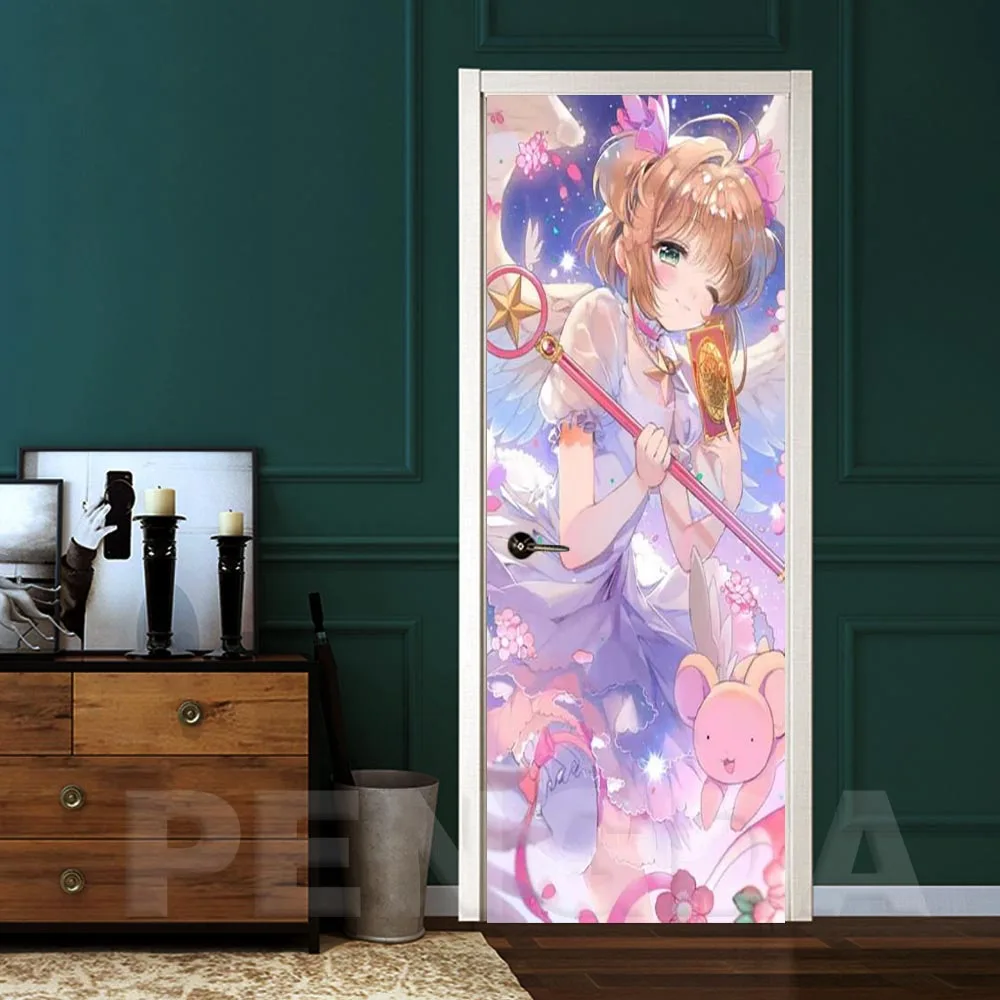 Домашний декор Cardcaptor Sakura дверные наклейки ПВХ плакат Самоклеящиеся 3D холст