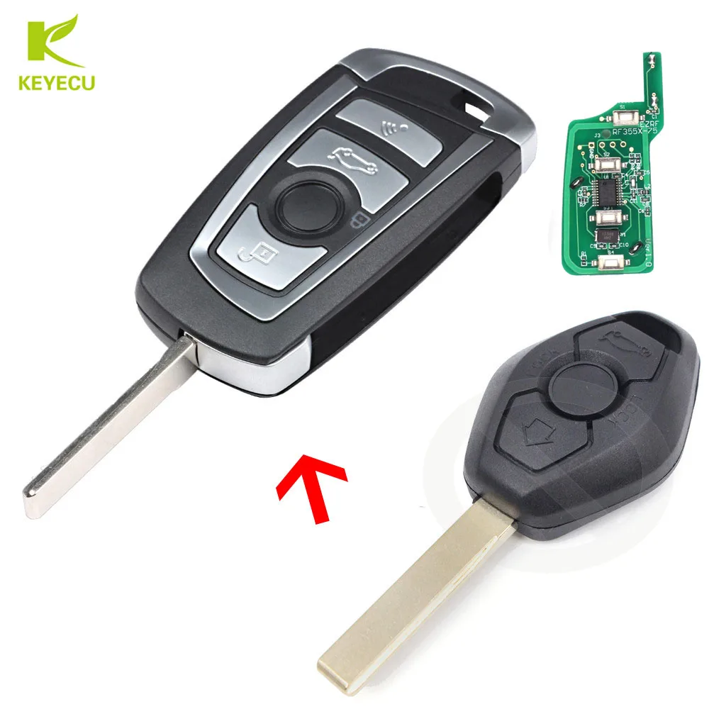 KEYECU Modify Folding Remote Key Fob 433MHz PCF7946 for BMW CAS2 3 5 6 7 X3 X5 Z3 Z4