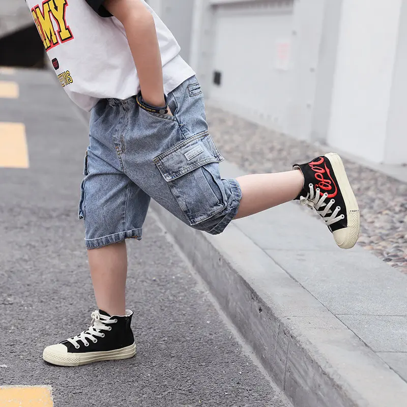 Короткие джинсы для мальчиков летние детские повседневные джинсовые короткие