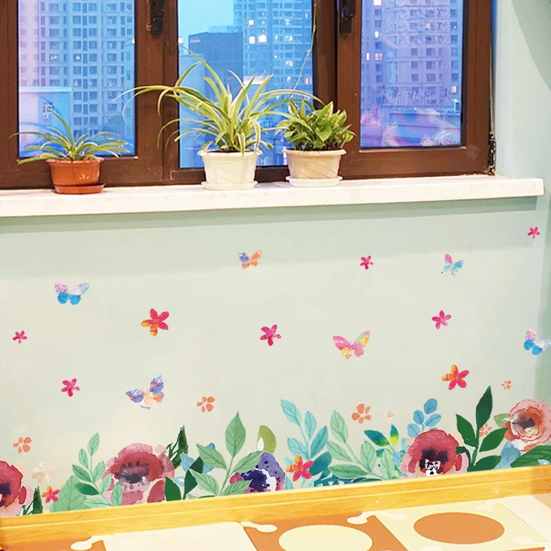 

YOUMAN DIY Flower Wallpaper Border for Walls Self Adhesive Wallpaper PVC Vinyl Wallpaper Modern Home Decor Baby Room Wall Decals