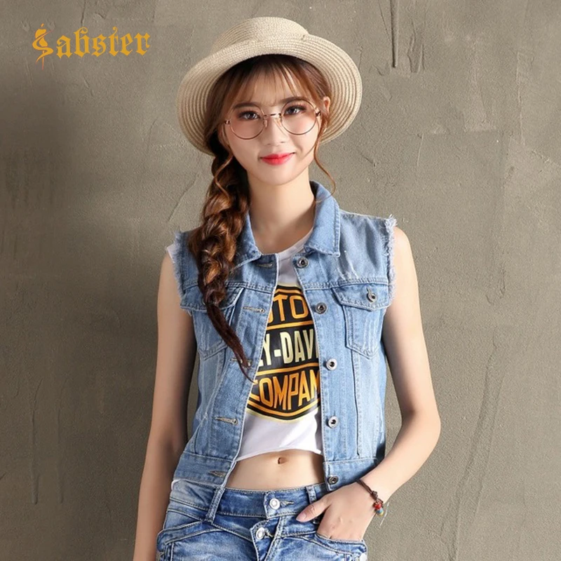 

Female Denim Vest Sleeveless Women Jeans Jacket Short Vest Slim Women Clothing Casual Jean Coat Casual Female Waistcoat XZ196