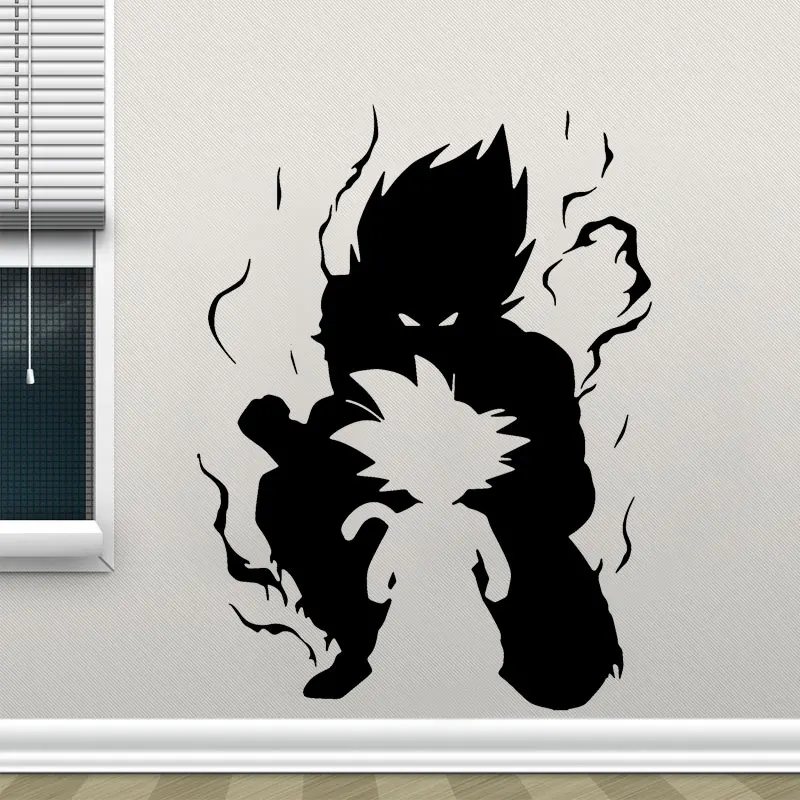 Черный Goku Dragon Ball Kid Silhouette настенная Виниловая наклейка для автомобиля аниме Наклейка на стену комиксы домашний декор для комната подростка крутой подарок LZ20 - Цвет: Черный