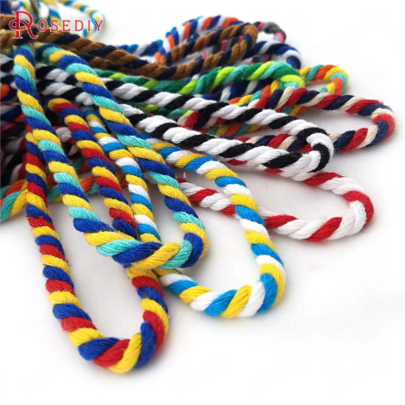 (29795)5 meters 5MM 100% Cotton 3 Color Cotton Twisted Corps Rope Diy Jewelry Findings Accessories Wholesale