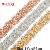 wenxi wholesale rhinestones applique by the 5cm5yards trim for wedding dress belt diy bridal gown sash wx811