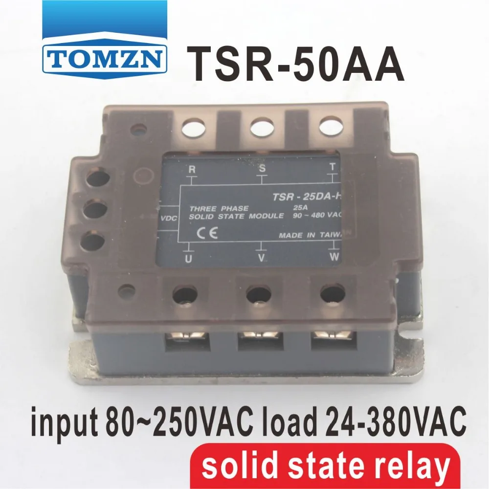 

50AA TSR-50AA Three-phase SSR input 80~250VAC load 24-380VAC single phase AC solid state relay