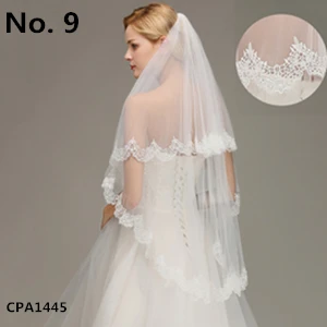 Вуаль свадебная с аппликацией по краям длинная белая Фата цвета слоновой кости