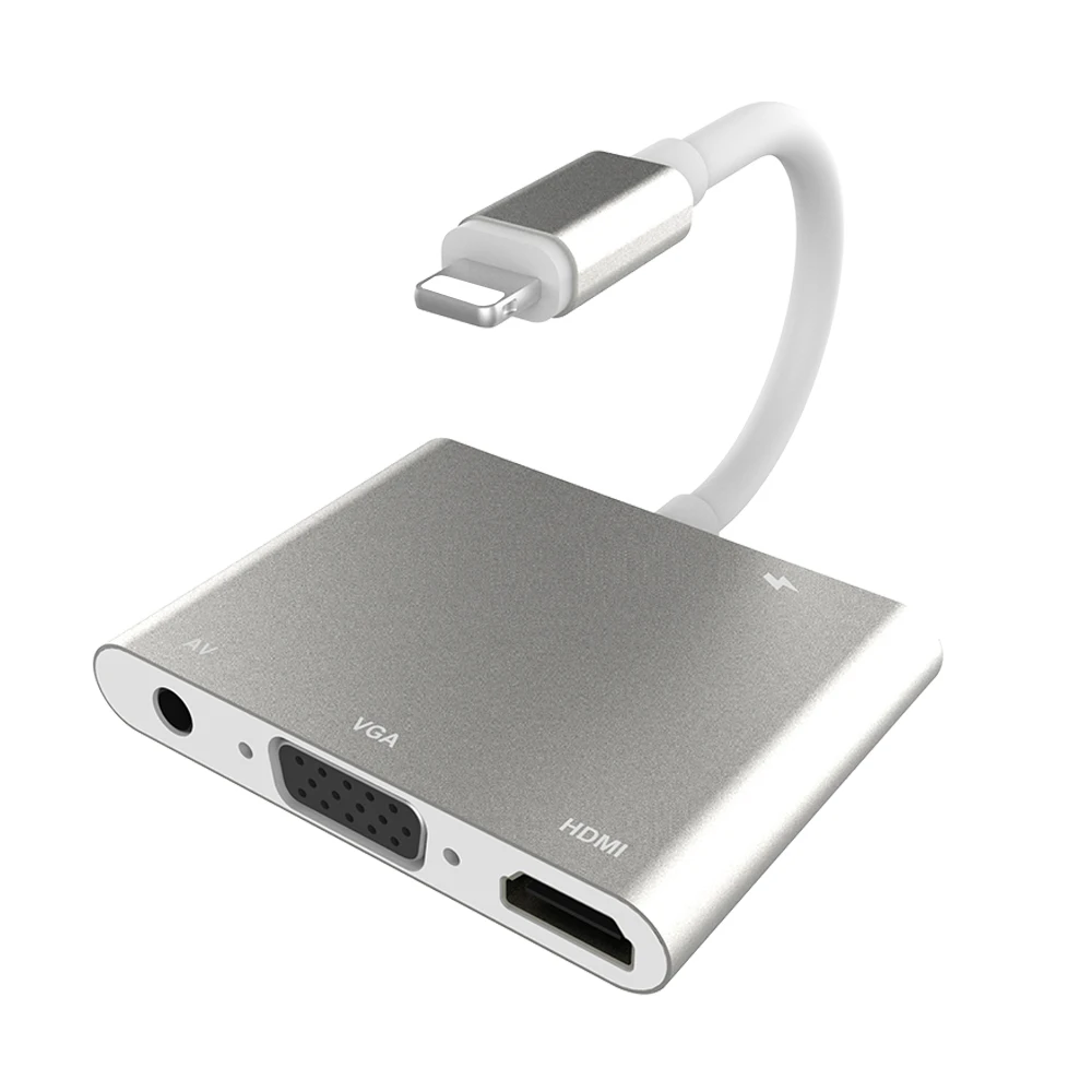 4 в 1 4 K 1080 P HD tv адаптер для Lightning-HDMI VGA AV tv адаптер конвертер для iPhone X Xs XR 8 8 plus 7 7 plus 6 plus для iPad