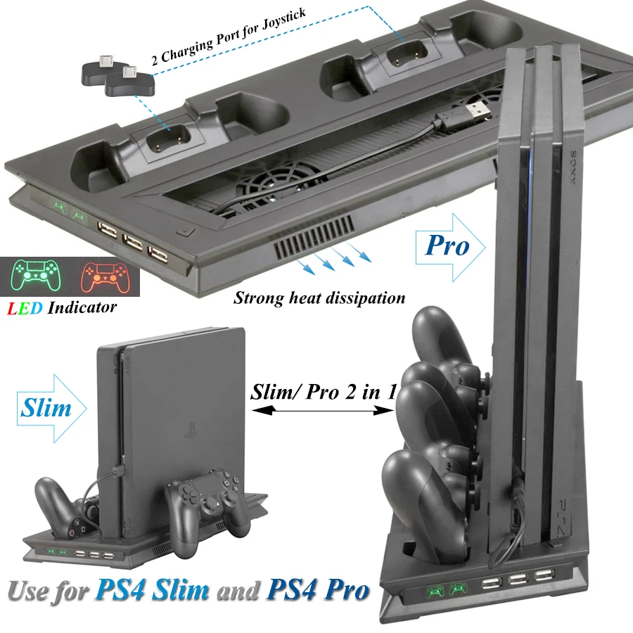 Вертикальная охлаждающая зарядная подставка для PS4 PRO P S4 док станция джойстика 4
